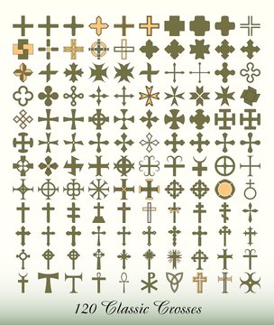 Collection of 120 isolated classic crosses