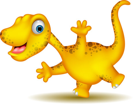cute yellow dinosaur cartoon