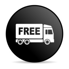 free delivery black circle web glossy icon