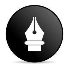 pen black circle web glossy icon