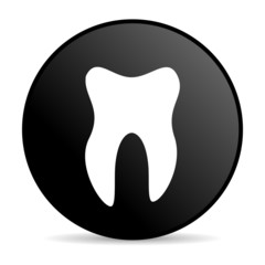 tooth black circle web glossy icon