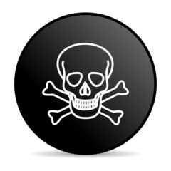 skull black circle web glossy icon