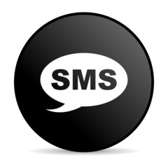 sms black circle web glossy icon