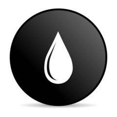 water drop black circle web glossy icon