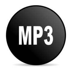 mp3 black circle web glossy icon