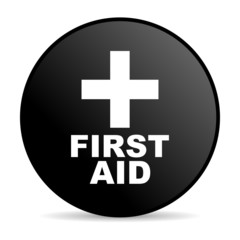 Obraz premium first aid black circle web glossy icon
