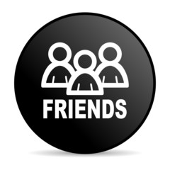 friends black circle web glossy icon