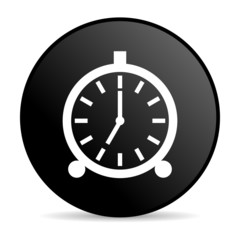 alarm clock black circle web glossy icon