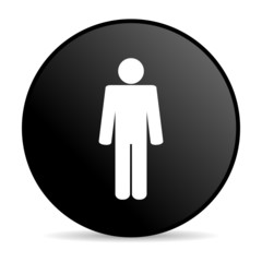 man black circle web glossy icon