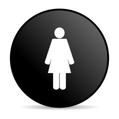 woman black circle web glossy icon