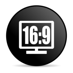 16 9 display black circle web glossy icon