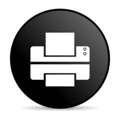 printer black circle web glossy icon