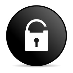 padlock black circle web glossy icon