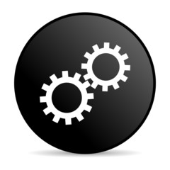 gears black circle web glossy icon