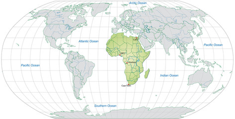 Landkarte von Afrika und der Welt