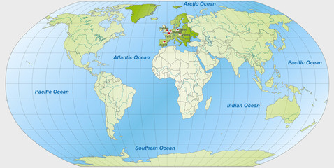Landkarte von Europa und der Welt