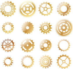 set: gold yellow cogwheel