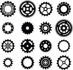 set: black cogwheel