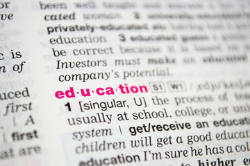 Word education from the old dictionary, a close up