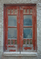 rustic red window