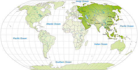 Fototapeta na wymiar Landkarte von Asien und der Welt