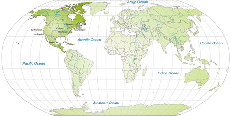 Fototapeta na wymiar Landkarte von Nordamerika und der Welt