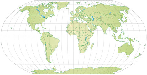Weltkarte mit Gradnetzdarstellung
