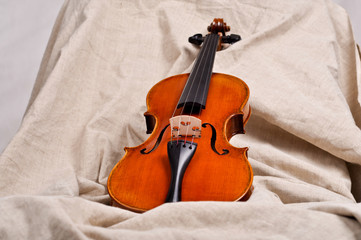Violin on beige background