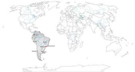 Fototapeta na wymiar Landkarte von Südamerika und der Welt