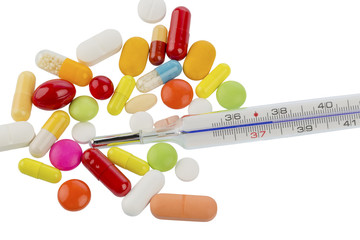 thermometer and pills