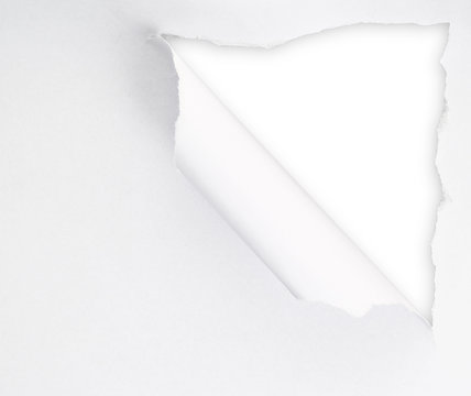 Torn paper sheet with an empty gap hole