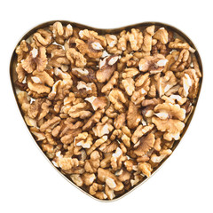 Heart shaped box full of walnuts