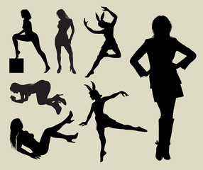 Sexy Girl Silhouettes, Smooth and Detail Vectors