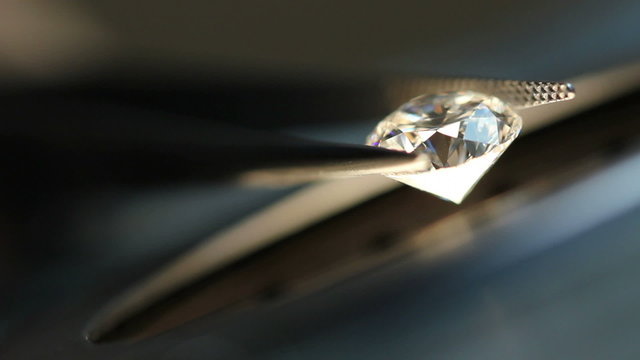 Macro shot of diamond under microscope