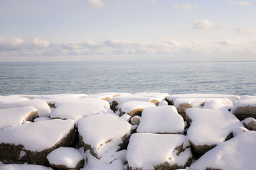 Winter shore of lake Ontario