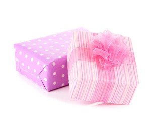 Obraz na płótnie Canvas Bright gifts with bows isolated on white