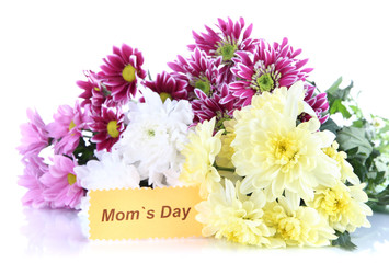 Bouquet of beautiful chrysanthemums isolated on white