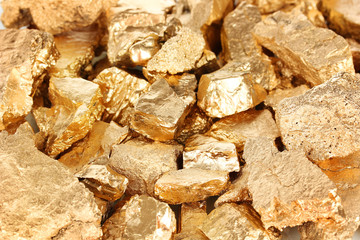 Golden nuggets close-up