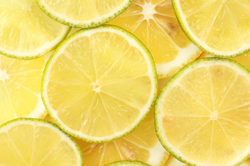 Lime and lemon slices background