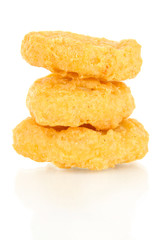 Fried chicken nuggets isolated on white