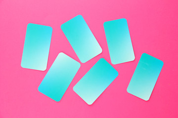 Business cards, on color background