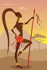 Vector Illustration of African Woman - 51747387