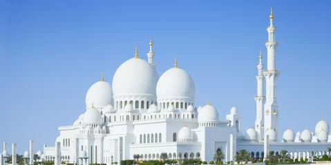Papier Peint photo Lavable Abu Dhabi Belle mosquée Sheikh Zayed dans la ville d& 39 Abu Dhabi, Émirats Arabes Unis