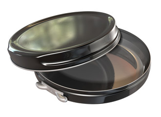 Black Round Metal Tin Open