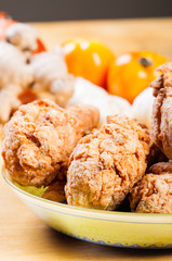 crispy fried chicken mix with herbs and spices