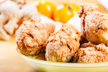 crispy fried chicken mix with herbs and spices