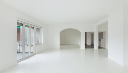 White apartment Interior, view large livingroom
