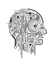 Circuit abstract human head vector background