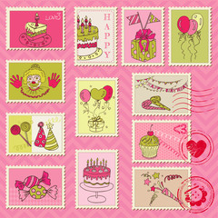 Birthday Postage Stamps - for scrapbook, invitation, congratulat
