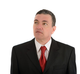 Portrait of old business man isolated on white background